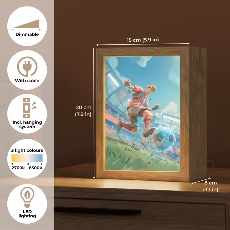 Stadion - Voetbal - Jongen - Rood Light Box met kabel (Kinderlampje) klein -USP_EN