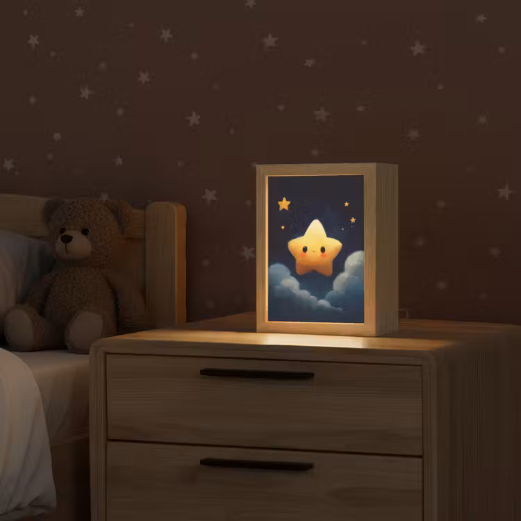 Ster - Gezichtje - Nacht - Wolken Light Box met kabel klein -sfeer1_kind