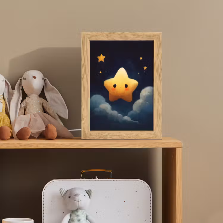 Ster - Gezichtje - Nacht - Wolken Light Box met kabel klein -sfeer2_kind