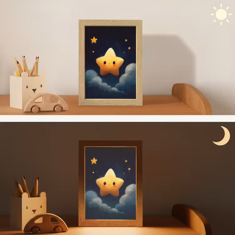 Ster - Gezichtje - Nacht - Wolken Light Box met kabel klein -sfeer3_kind