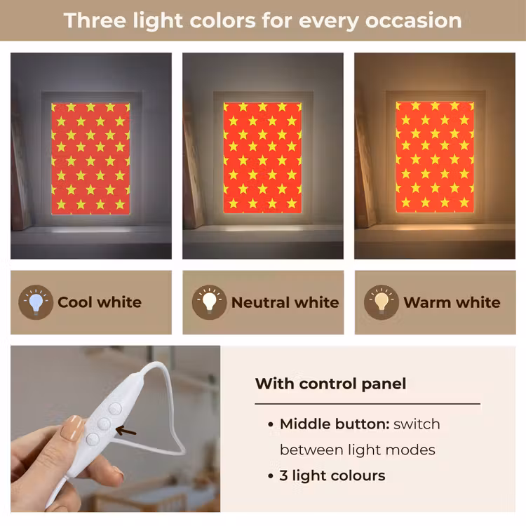Ster - Patroon - Geel Light Box met kabel (Kinderlampje) klein 904 -USP_lichtkleurEN