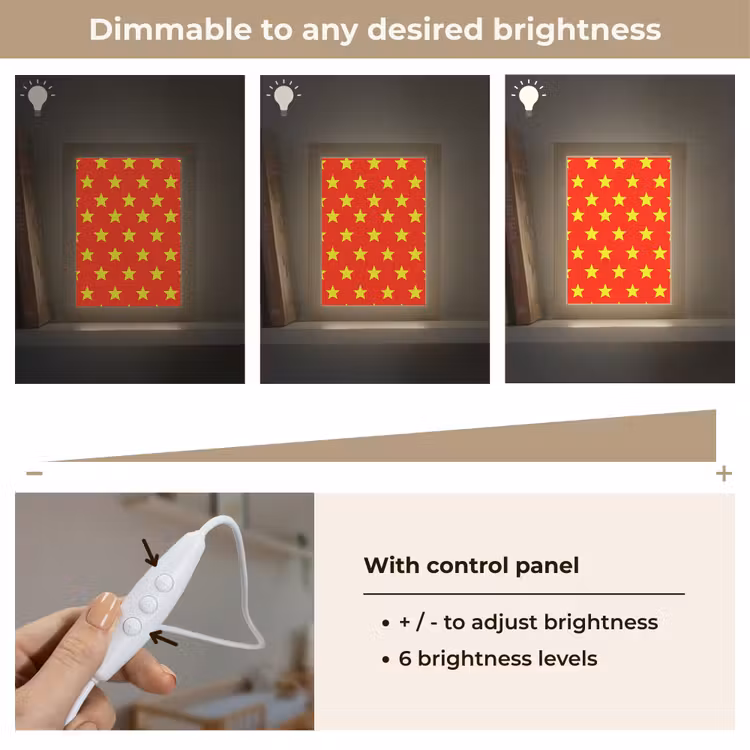 Ster - Patroon - Geel Light Box met kabel (Kinderlampje) klein 904 -USP_dimbaarEN