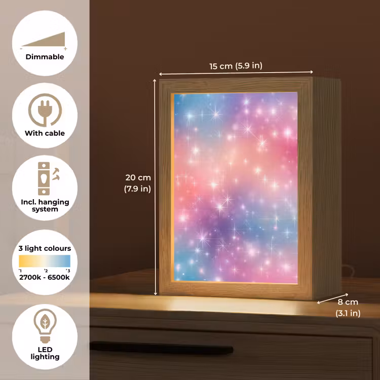 Sterren - Abstract - Kleuren Light Box met kabel (Kinderlampje) klein -USP_EN