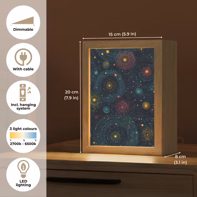 Sterren - Kleurrijk - Lichtgevende kernen Light Box met kabel (Kinderlampje) klein -USP_EN