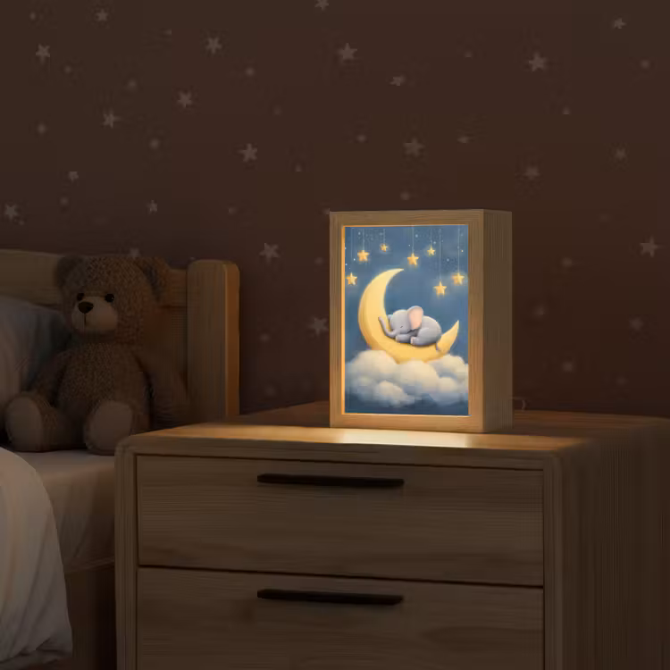 Sterren - Olifant - Maan - Wolken Light Box met kabel klein -sfeer1_kind
