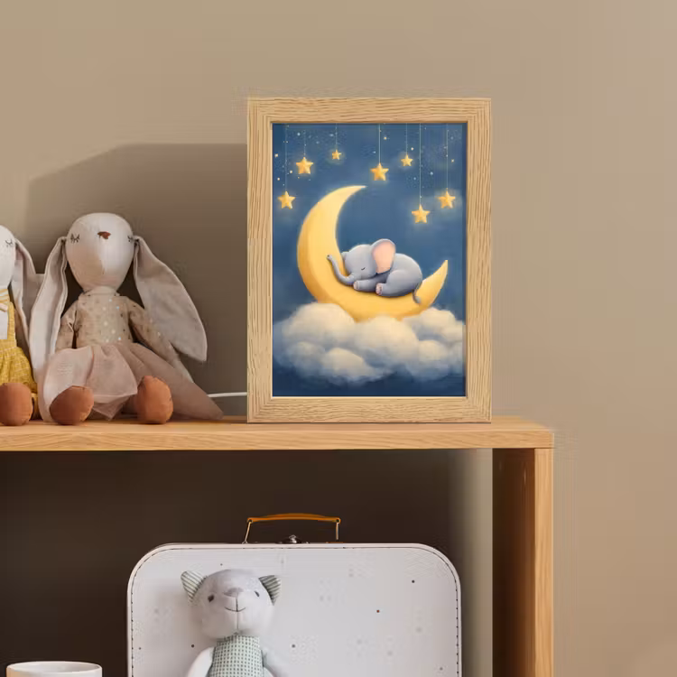 Sterren - Olifant - Maan - Wolken Light Box met kabel klein -sfeer2_kind