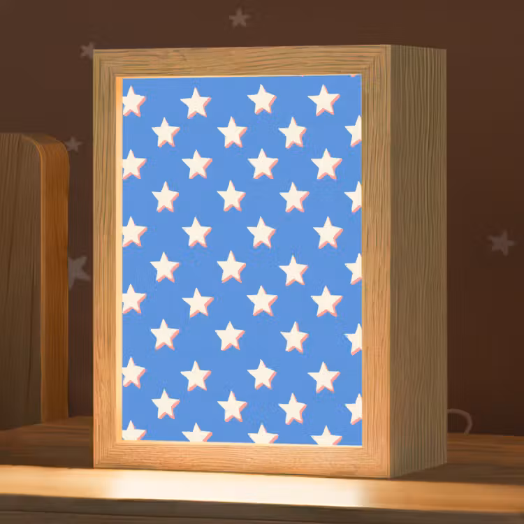 Sterren - Patroon - Blauw Light Box met kabel (Kinderlampje) klein 904 -zzz_3d_website