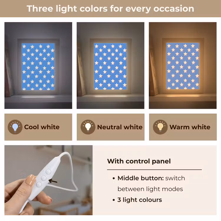 Sterren - Patroon - Blauw Light Box met kabel (Kinderlampje) klein 904 -USP_lichtkleurEN