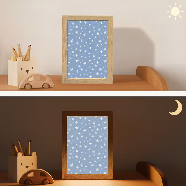 Sterretjes - Patroon - Blauw Light Box met kabel (Kinderlampje) klein 904 -sfeer3_kind