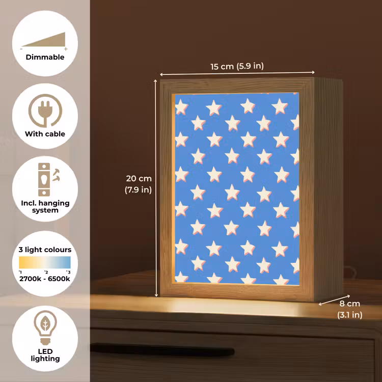 Sterren - Patroon - Blauw Light Box met kabel (Kinderlampje) klein 904 -USP_EN