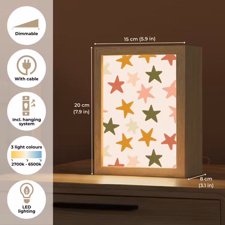 Sterren - Patroon - Kleurrijk Light Box met kabel (Kinderlampje) klein 904 -USP_EN