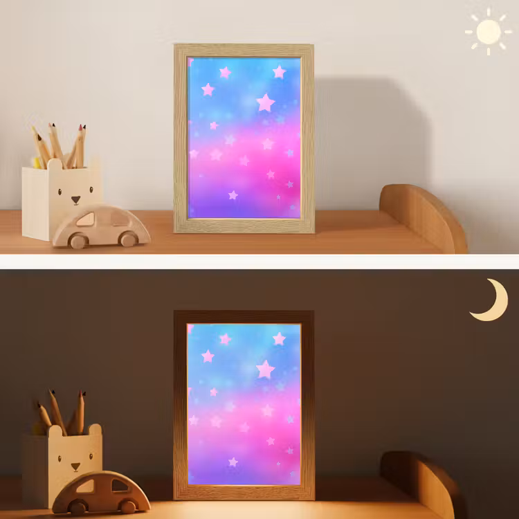 Sterren - Roze - Blauw Light Box met kabel klein -sfeer3_kind