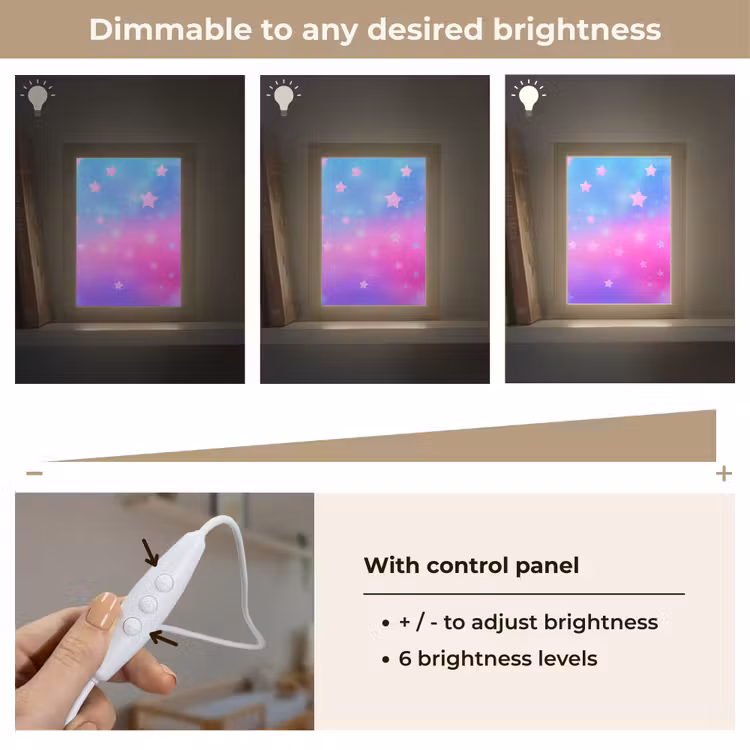 Sterren - Roze - Blauw Light Box met kabel (Kinderlampje) klein -USP_dimbaarEN