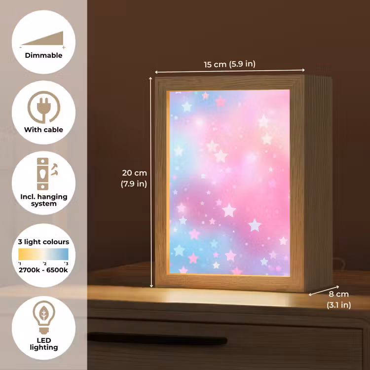 Sterren - Roze - Blauw Light Box met kabel (Kinderlampje) klein -USP_EN