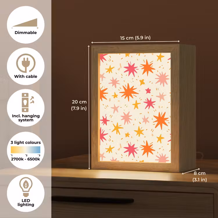 Sterren - Speels - Kleurrijk Light Box met kabel (Kinderlampje) klein 904 -USP_EN