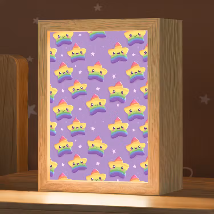 Sterren - Regenboog - Paars Light Box met kabel (Kinderlampje) klein 904 -zzz_3d_website