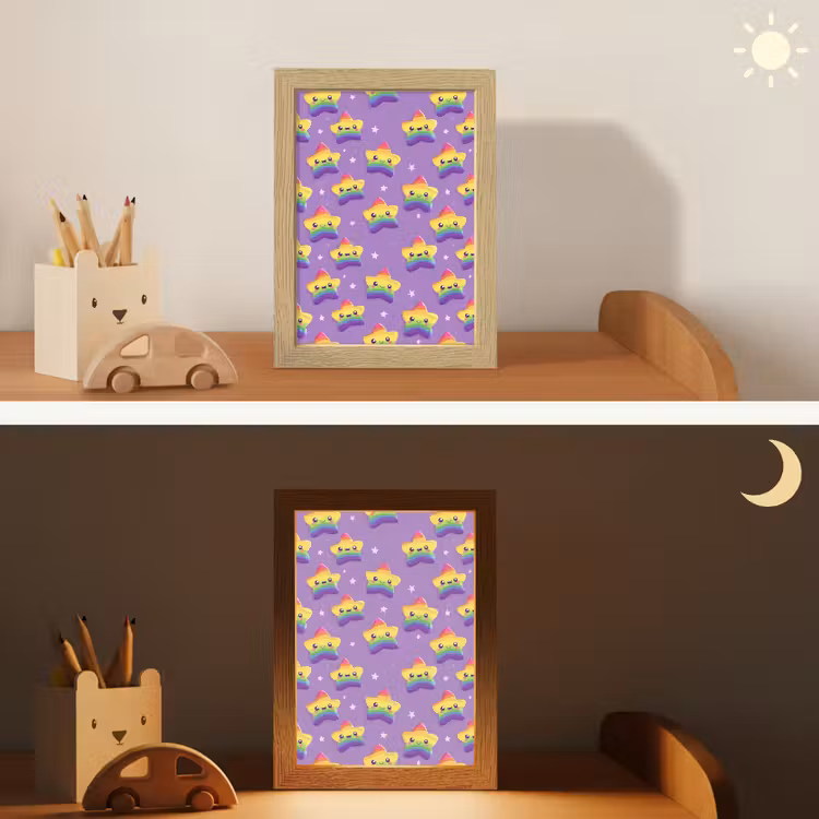 Sterren - Regenboog - Paars Light Box met kabel (Kinderlampje) klein 904 -sfeer3_kind