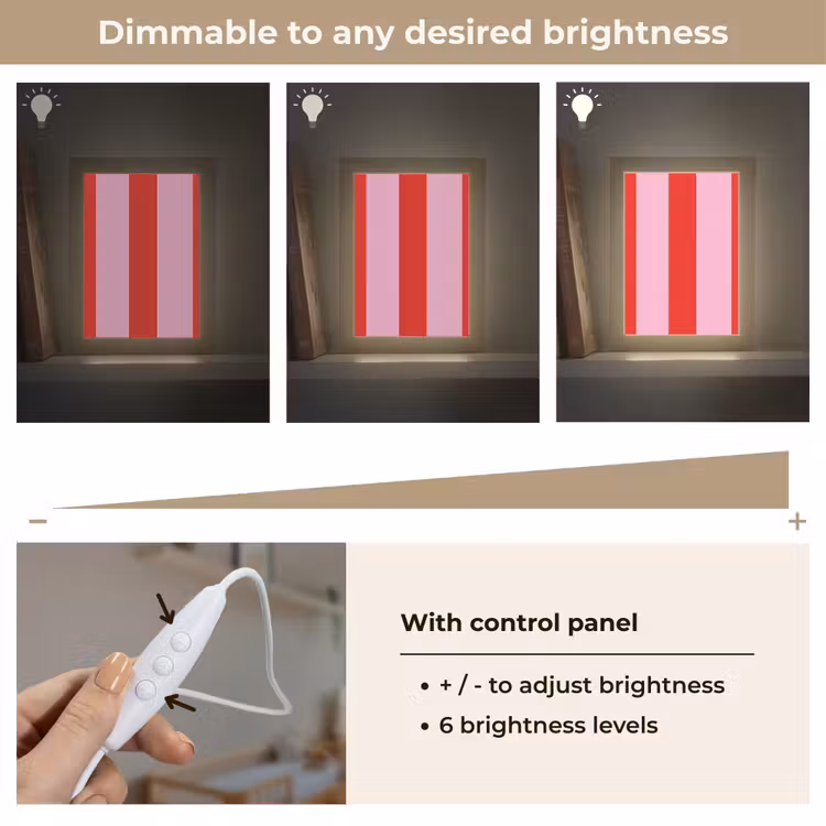 Strepen - Klassiek - Roze Light Box met kabel (Kinderlampje) klein 904 -USP_dimbaarEN