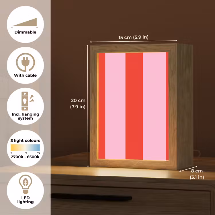 Strepen - Klassiek - Roze Light Box met kabel (Kinderlampje) klein 904 -USP_EN