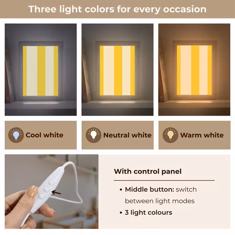 Strepen - Klassiek - Geel Light Box met kabel (Kinderlampje) klein 904 -USP_lichtkleurEN