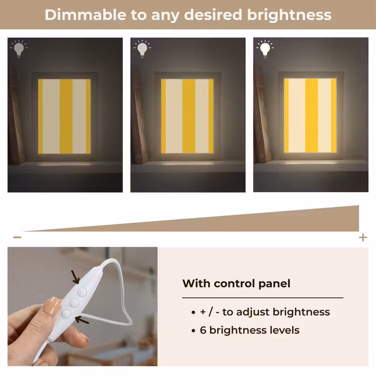 Strepen - Klassiek - Geel Light Box met kabel (Kinderlampje) klein 904 -USP_dimbaarEN