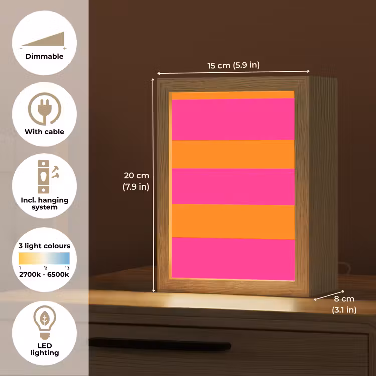 Strepen - Horizontaal - Roze Light Box met kabel (Kinderlampje) klein 904 -USP_EN