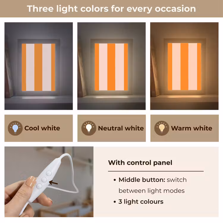 Strepen - Modern - Oranje Light Box met kabel (Kinderlampje) klein 904 -USP_lichtkleurEN