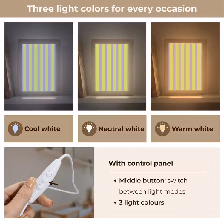 Strepen - Patroon - Groen Light Box met kabel (Kinderlampje) klein 904 -USP_lichtkleurEN