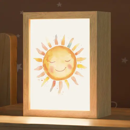 Zon - Watercolor - Geel Light Box met kabel klein -zzz_3d_website