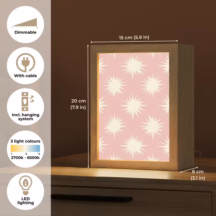 Zonnen - Patroon - Roze Light Box met kabel (Kinderlampje) klein 904 -USP_EN