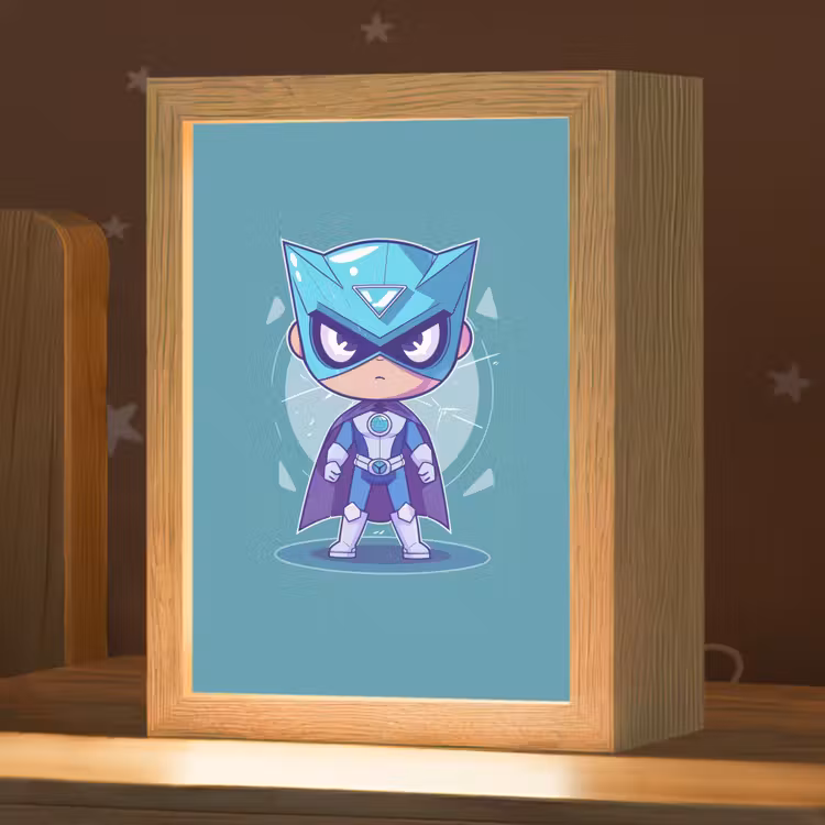 Superheld - Blauw - Jongens Light Box met kabel klein -zzz_3d_website