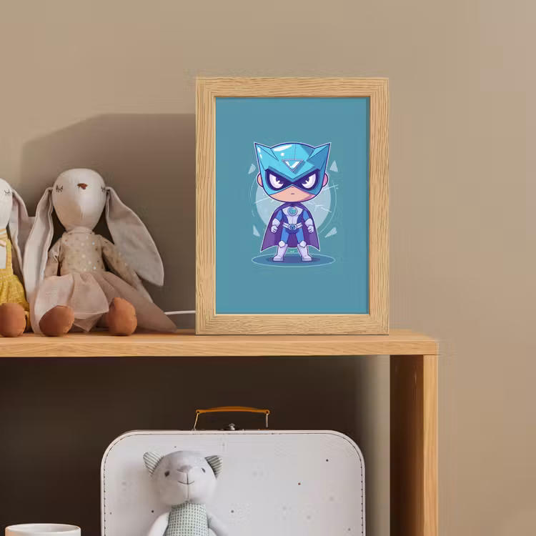 Superheld - Blauw - Jongens Light Box met kabel klein -sfeer2_kind