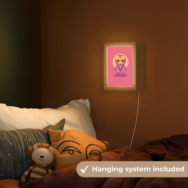 Superheld - Jongens - Rood - Paars Light Box met kabel (Kinderlampje) klein -sfeer5_kind_EN