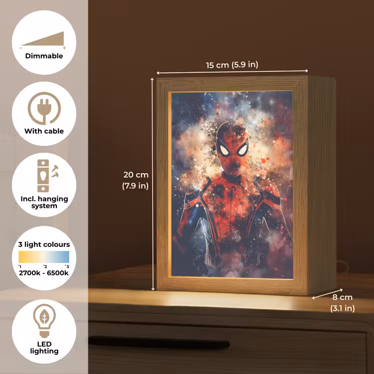 Superheld - Jongens - Rook - Kleuren Light Box met kabel (Kinderlampje) klein -USP_EN