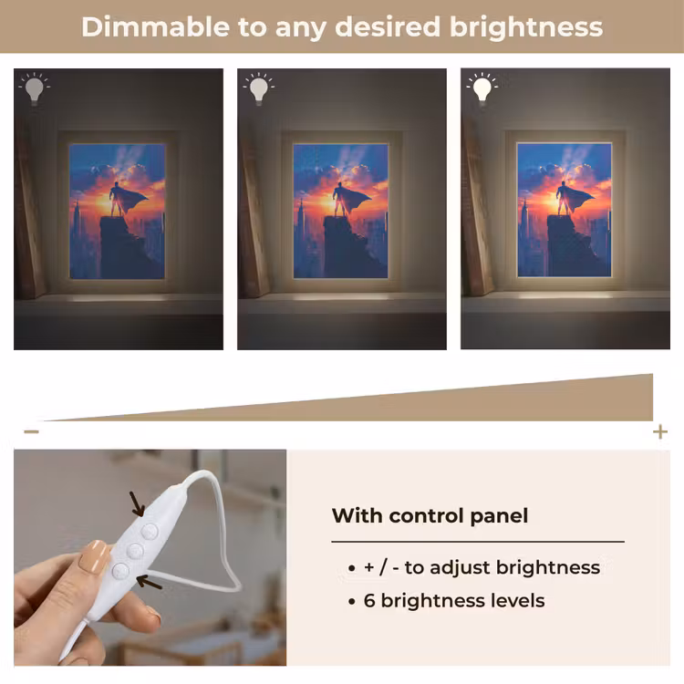 Superheld - Stad - Jongens - Kleurrijk - Zon Light Box met kabel (Kinderlampje) klein -USP_dimbaarEN