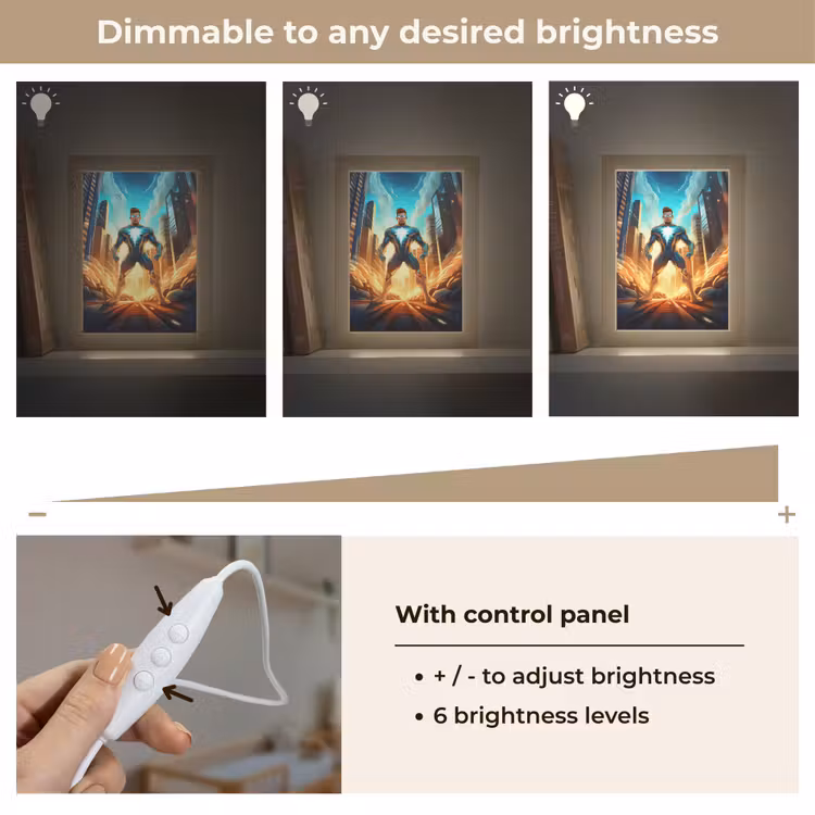 Superhelden - Kinderen - Jongens Light Box met kabel (Kinderlampje) klein -USP_dimbaarEN