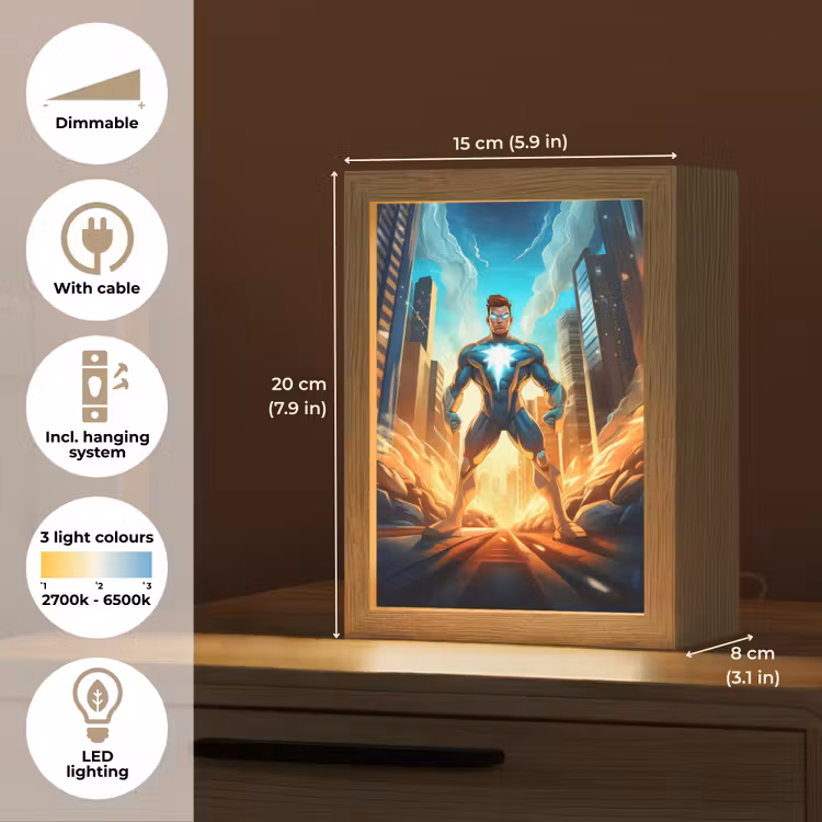 Superhelden - Kinderen - Jongens Light Box met kabel (Kinderlampje) klein -USP_EN