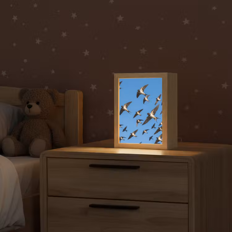 Zwaluwen - Vliegen - Blauw Light Box met kabel (Kinderlampje) klein -sfeer1_kind