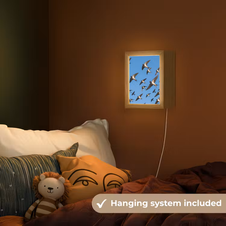 Zwaluwen - Vliegen - Blauw Light Box met kabel (Kinderlampje) klein -sfeer5_kind_EN