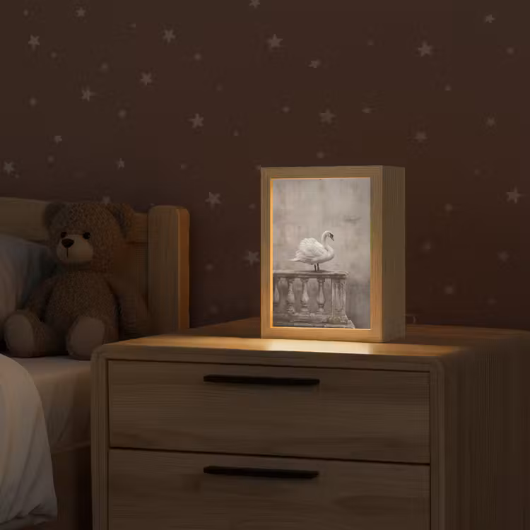 Zwaan - Elegant - Dieren - Wit Light Box met kabel (Kinderlampje) klein -sfeer1_kind