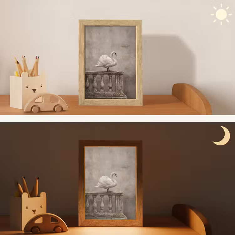 Zwaan - Elegant - Dieren - Wit Light Box met kabel (Kinderlampje) klein -sfeer3_kind