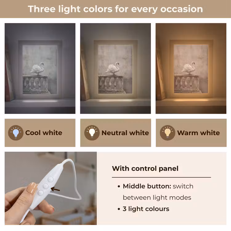 Zwaan - Elegant - Dieren - Wit Light Box met kabel (Kinderlampje) klein -USP_lichtkleurEN