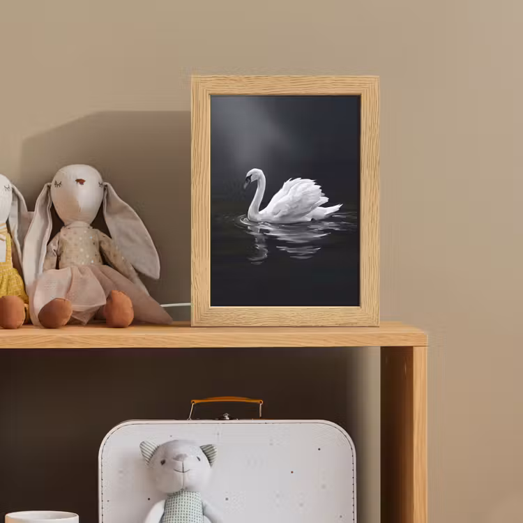 Zwaan - Water - Natuur - Realistisch - Wit Light Box met kabel (Kinderlampje) klein -sfeer2_kind