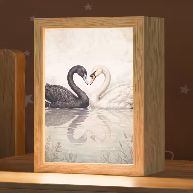 Zwanen - Hartvorm - Dieren Light Box met kabel (Kinderlampje) klein -zzz_3d_website