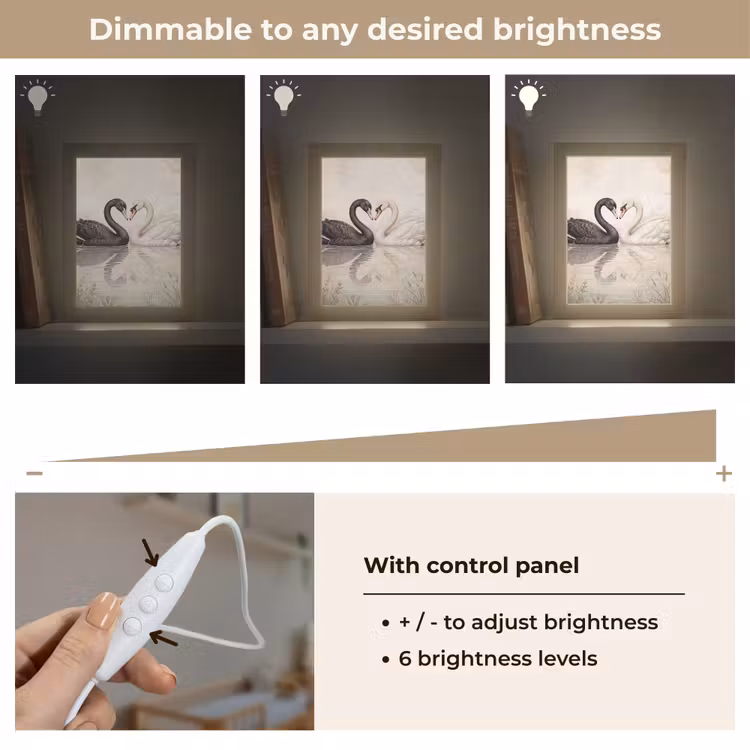 Zwanen - Hartvorm - Dieren Light Box met kabel (Kinderlampje) klein -USP_dimbaarEN