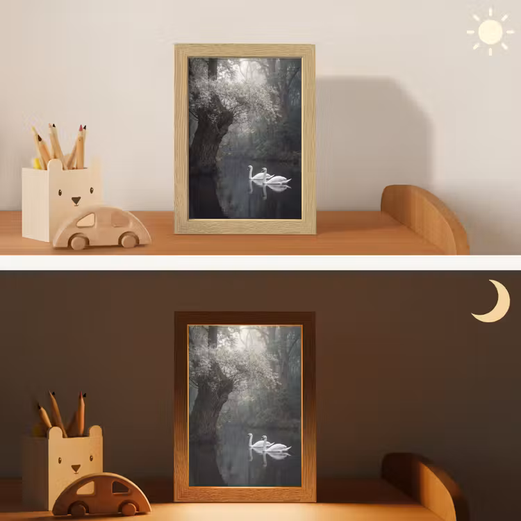Zwanen - Rivier - Bos Light Box met kabel (Kinderlampje) klein -sfeer3_kind