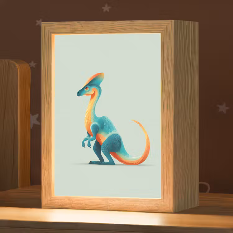Staart - Dino - Minimalistisch - Blauw Light Box met kabel klein -zzz_3d_website