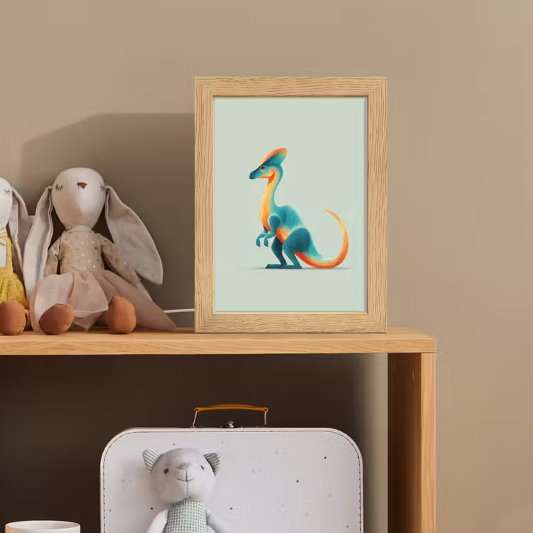 Staart - Dino - Minimalistisch - Blauw Light Box met kabel klein -sfeer2_kind