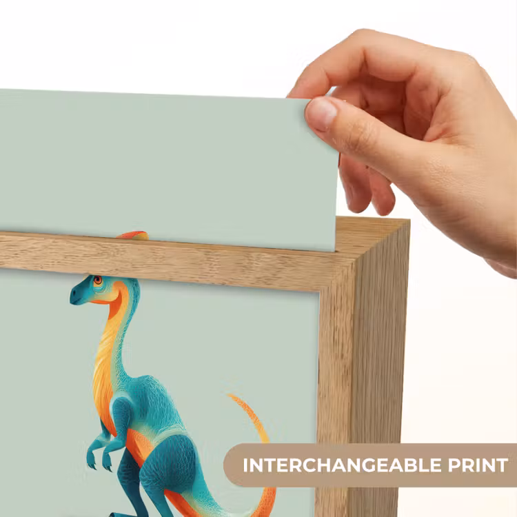 Staart - Dino - Minimalistisch - Blauw Light Box met kabel (Kinderlampje) klein -USP_websiteprintEN