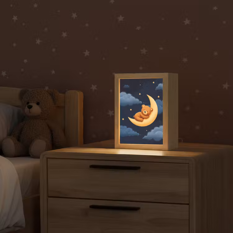 Teddybeer - Maan - Wolken - Sterren Light Box met kabel klein -sfeer1_kind